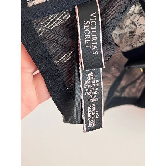 Victoria Secret Black Strappy Starburst Tanga Bralette Women's Size L - Picture 6 of 8